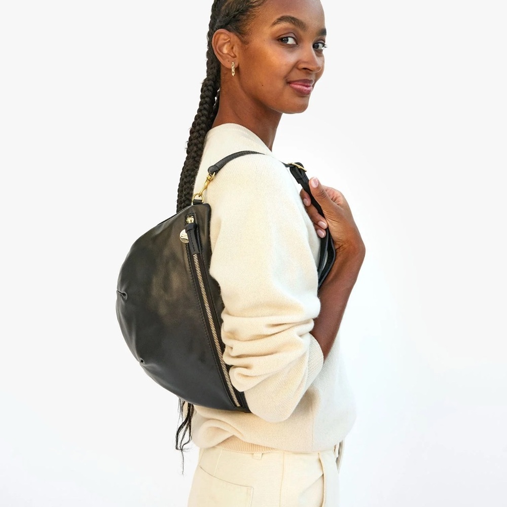 Clare V Black Leather Crossbody with Gold Accents - Picture 2 of 6